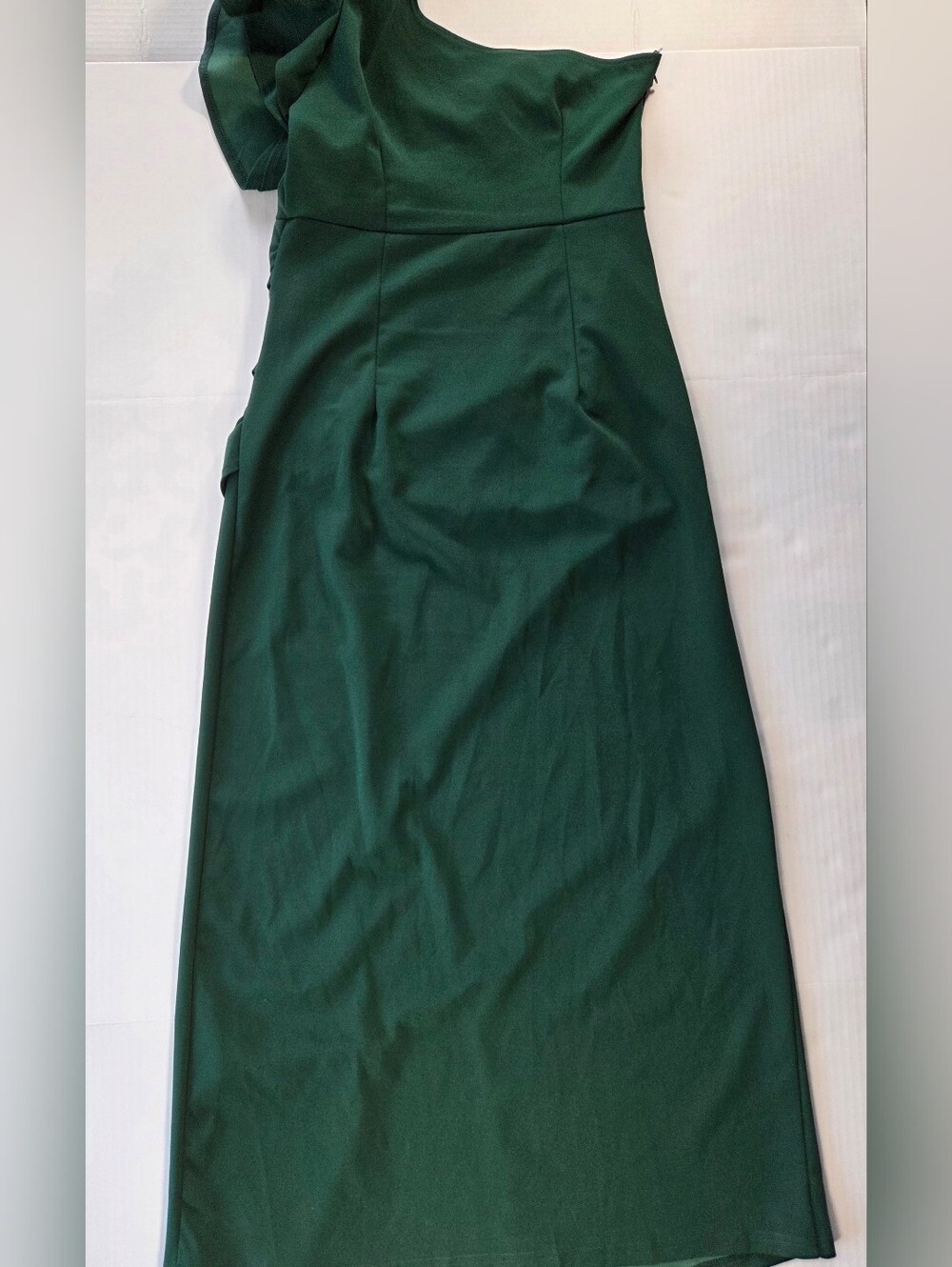 Shein Elegant Green One-Shoulder Dress Front Slit Elegant Feminine Wedding - Picture 2 of 6